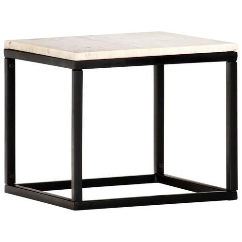 Sofabord 40x40x35 cm ægte sten med marmortekstur hvid