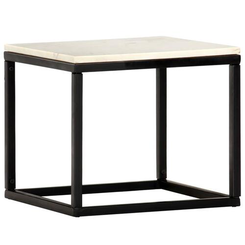 Sofabord 40x40x35 cm ægte sten med marmortekstur hvid