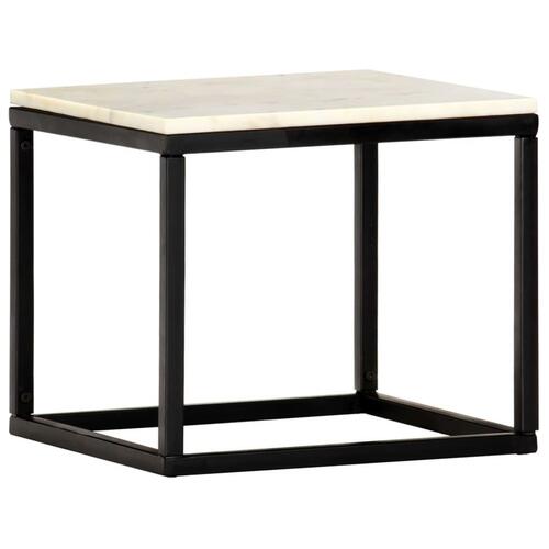 Sofabord 40x40x35 cm ægte sten med marmortekstur hvid