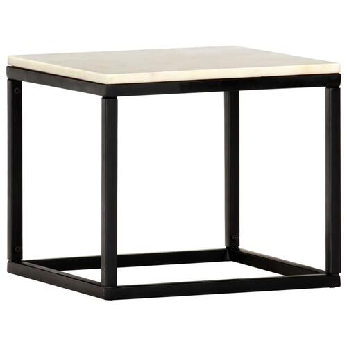 Sofabord 40x40x35 cm ægte sten med marmortekstur hvid