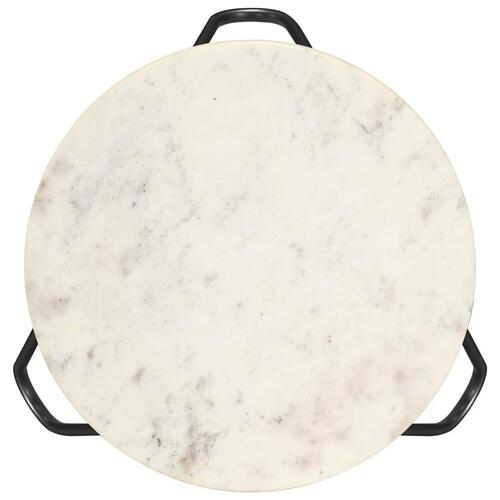 Sofabord 40x40x40 cm ægte sten med marmortekstur hvid