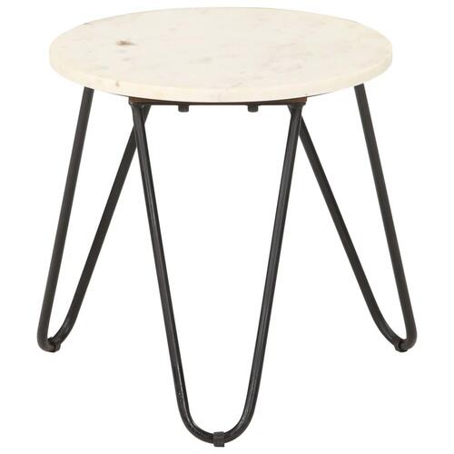 Sofabord 40x40x40 cm ægte sten med marmortekstur hvid