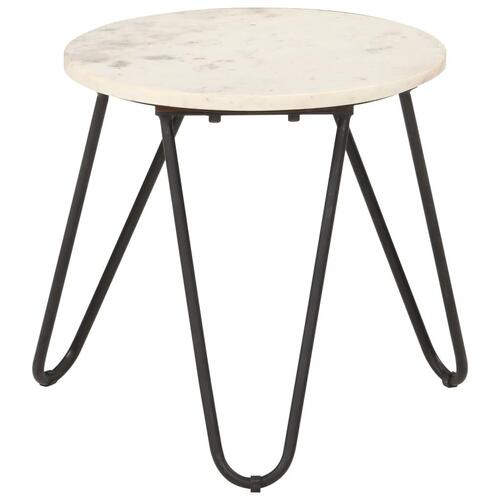 Sofabord 40x40x40 cm ægte sten med marmortekstur hvid