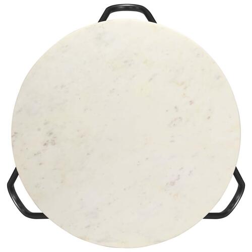 Sofabord ægte sten med marmortekstur 65x65x42 cm hvid