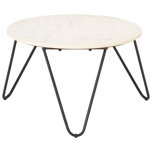 Sofabord ægte sten med marmortekstur 65x65x42 cm hvid