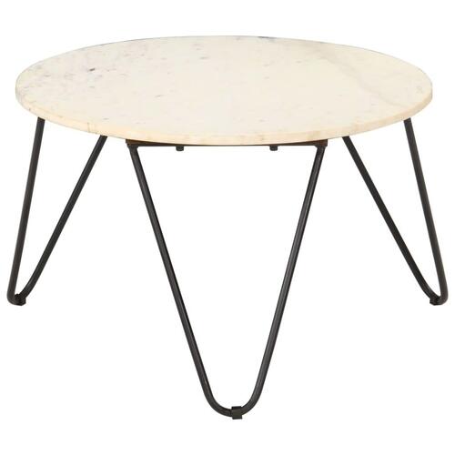 Sofabord ægte sten med marmortekstur 65x65x42 cm hvid