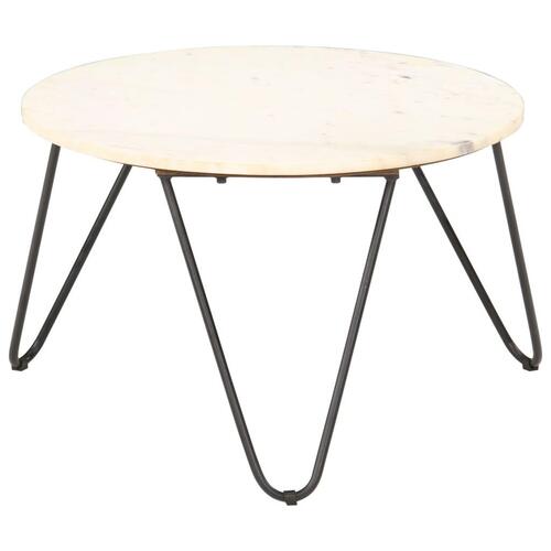 Sofabord ægte sten med marmortekstur 65x65x42 cm hvid