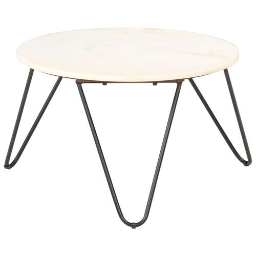 Sofabord ægte sten med marmortekstur 65x65x42 cm hvid