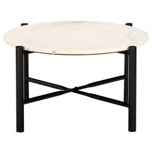 Sofabord 60x60x35 cm ægte sten med marmortekstur hvid