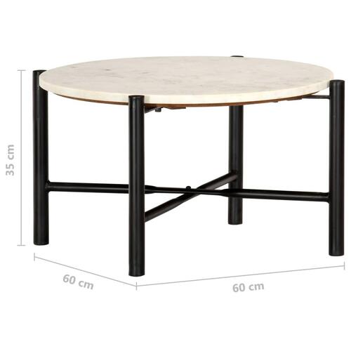 Sofabord 60x60x35 cm ægte sten med marmortekstur hvid