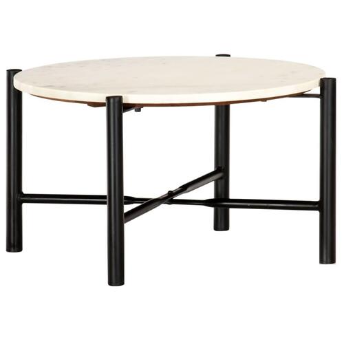 Sofabord 60x60x35 cm ægte sten med marmortekstur hvid