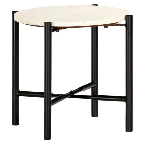 Sofabord 40x40x40 cm ægte sten med marmortekstur hvid