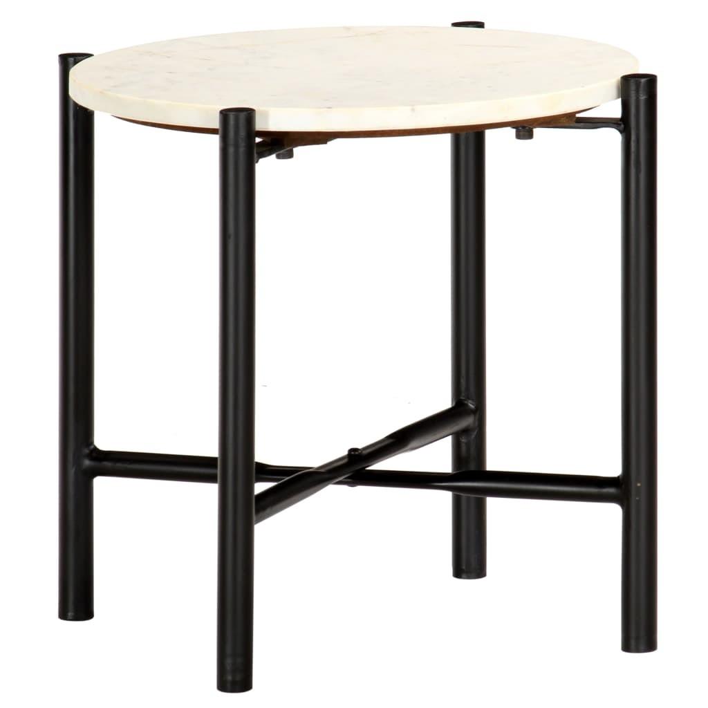 Sofabord 40x40x40 cm ægte sten med marmortekstur hvid