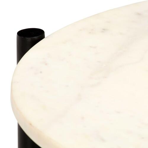 Sofabord 40x40x40 cm ægte sten med marmortekstur hvid