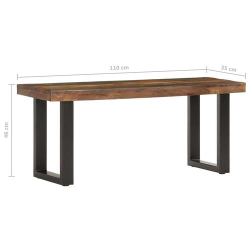 Bænk 110 cm massivt genbrugstræ og stål