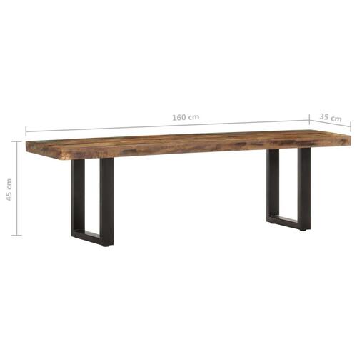 Bænk 160 cm massivt genbrugstræ og stål