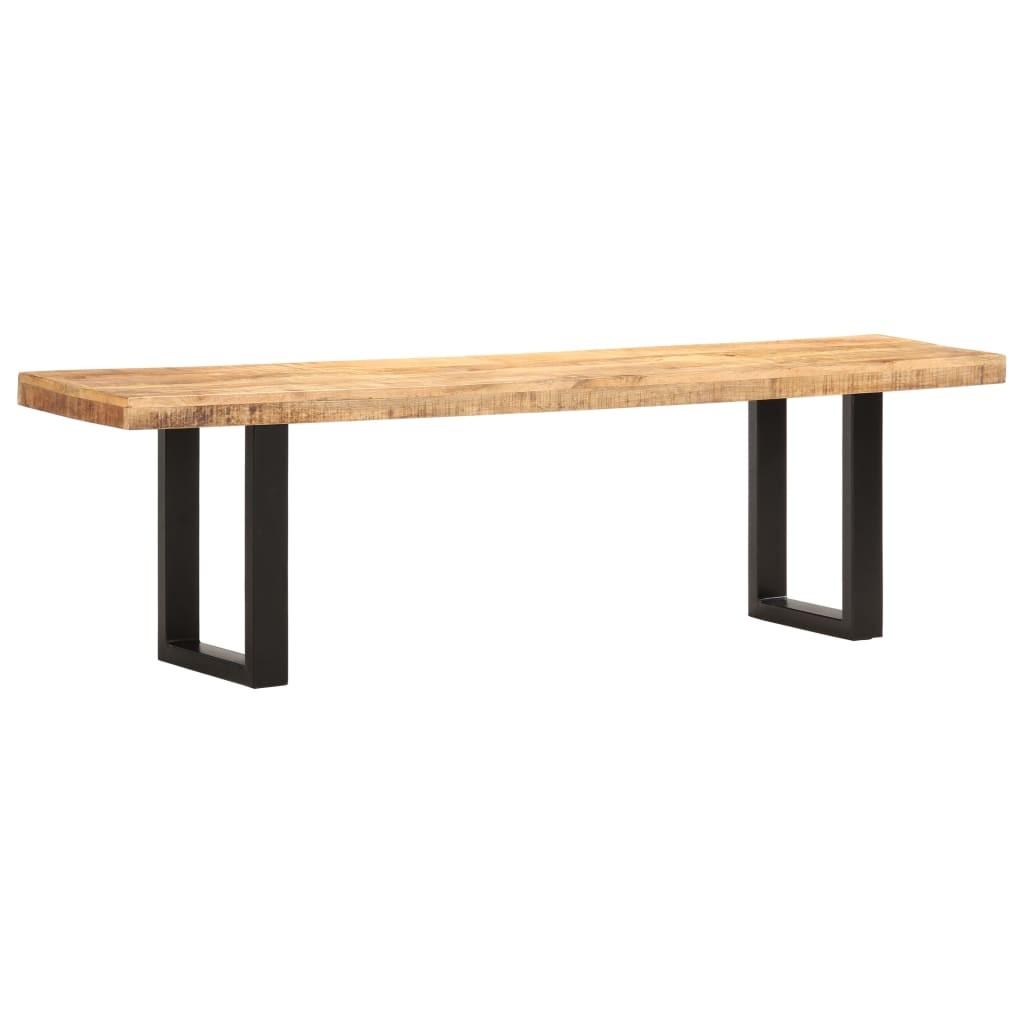 Bænk 160 cm massivt ru mangotræ og stål