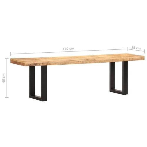 Bænk 160 cm massivt ru mangotræ og stål
