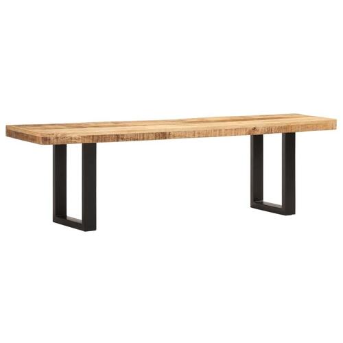 Bænk 160 cm massivt ru mangotræ og stål