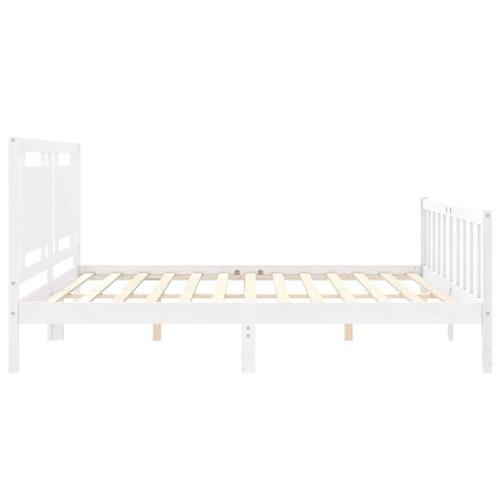 Sengeramme uden madras 200x200 cm massivt fyrretræ hvid