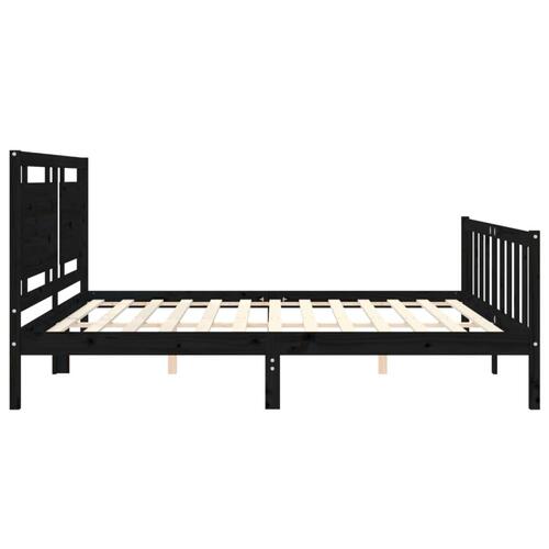 Sengeramme med sengegavl 200x200 cm massivt træ sort