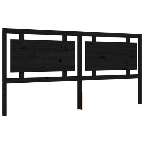 Sengeramme med sengegavl 200x200 cm massivt træ sort