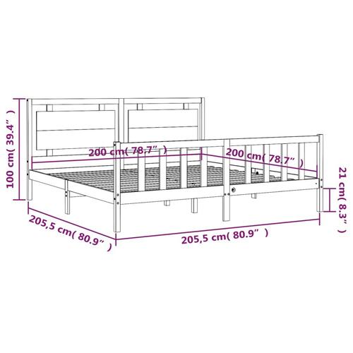 Sengeramme med sengegavl 200x200 cm massivt træ sort