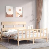 Sengeramme med sengegavl kingsize massivt træ