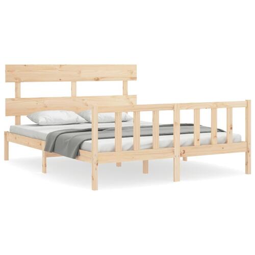 Sengeramme med sengegavl kingsize massivt træ
