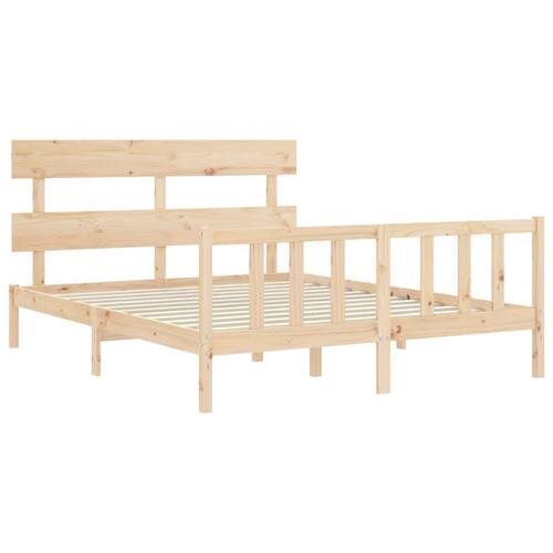 Sengeramme med sengegavl kingsize massivt træ