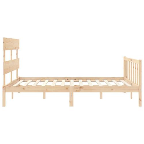 Sengeramme med sengegavl kingsize massivt træ