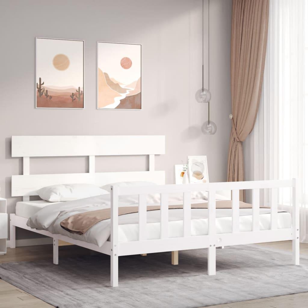 Sengeramme uden madras 160x200 cm massivt fyrretræ hvid