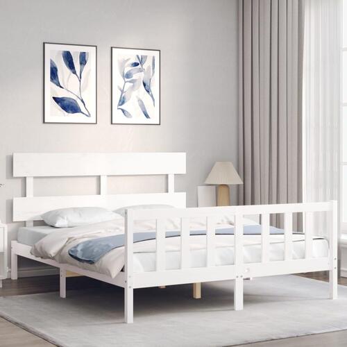 Sengeramme uden madras 160x200 cm massivt fyrretræ hvid
