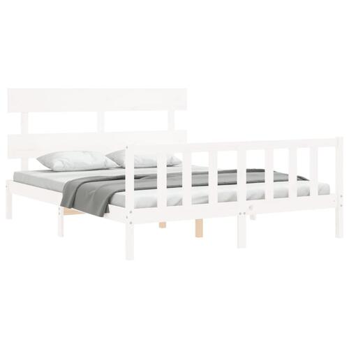 Sengeramme uden madras 160x200 cm massivt fyrretræ hvid