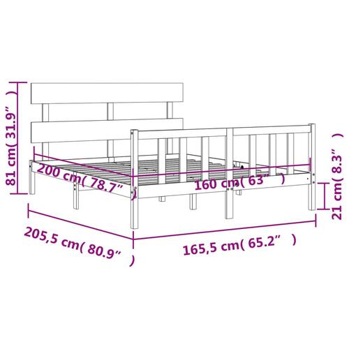 Sengeramme uden madras 160x200 cm massivt fyrretræ hvid