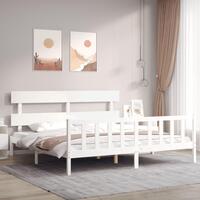 Sengeramme uden madras 200x200 cm massivt fyrretræ hvid