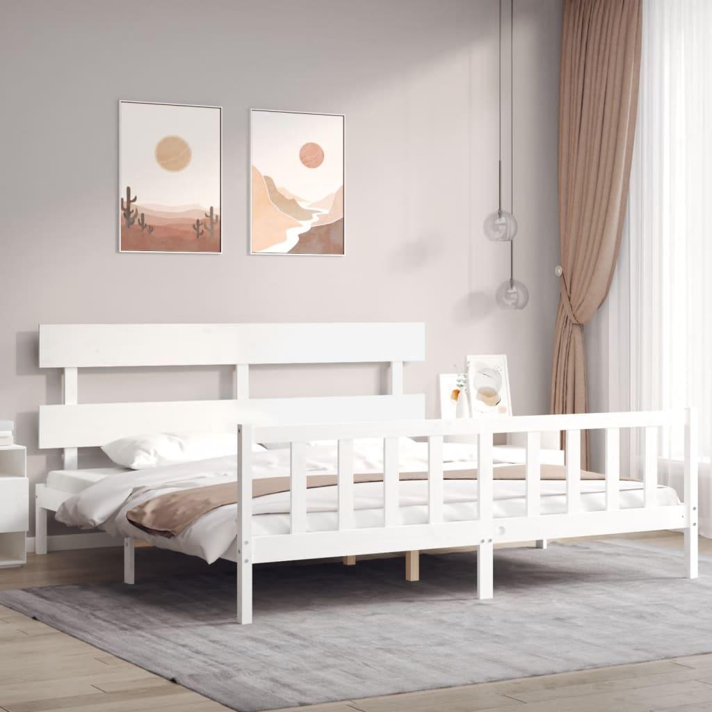 Sengeramme uden madras 200x200 cm massivt fyrretræ hvid