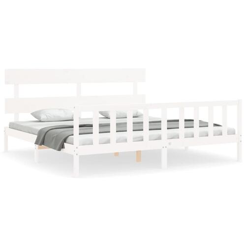 Sengeramme uden madras 200x200 cm massivt fyrretræ hvid