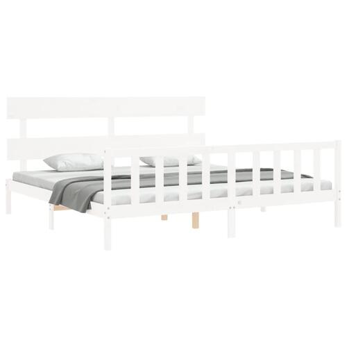 Sengeramme uden madras 200x200 cm massivt fyrretræ hvid