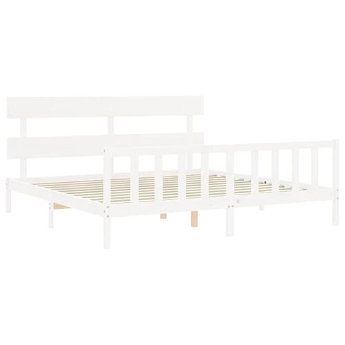 Sengeramme uden madras 200x200 cm massivt fyrretræ hvid
