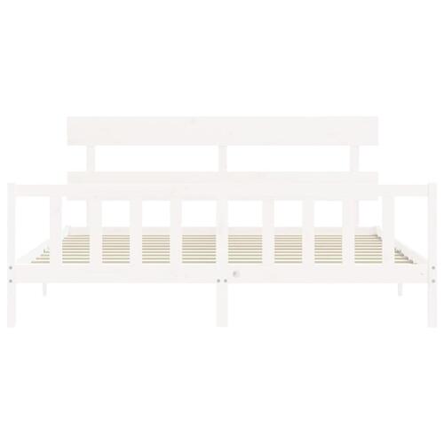 Sengeramme uden madras 200x200 cm massivt fyrretræ hvid