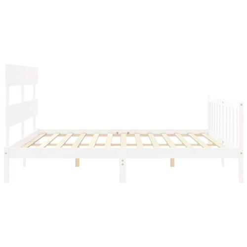 Sengeramme uden madras 200x200 cm massivt fyrretræ hvid