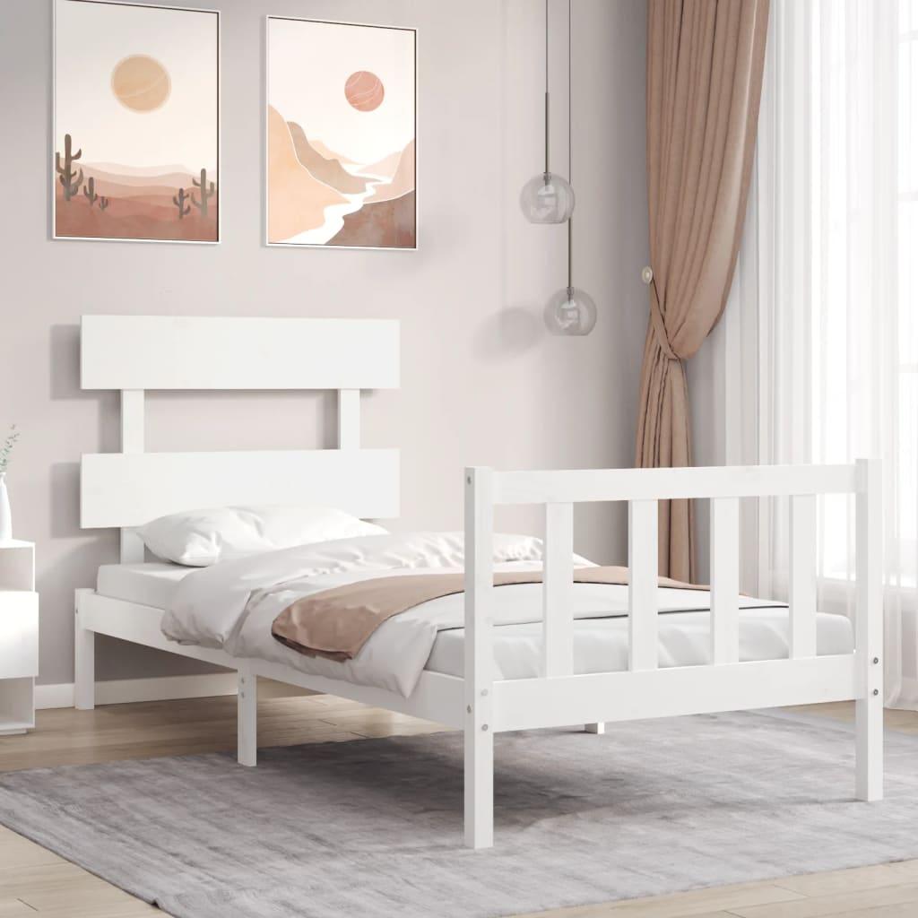 Sengeramme uden madras 100x200 cm massivt fyrretræ hvid