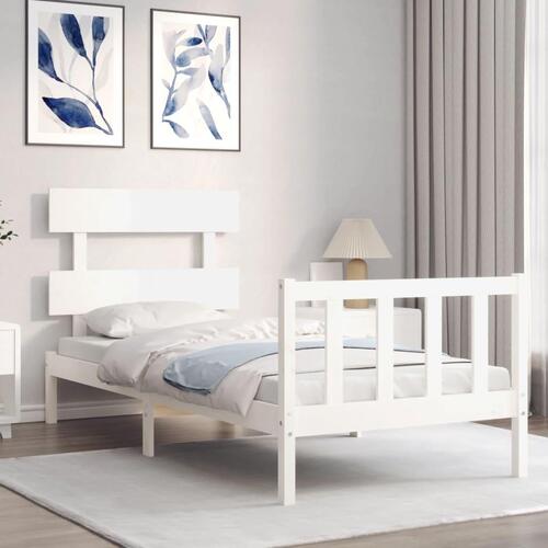 Sengeramme uden madras 100x200 cm massivt fyrretræ hvid