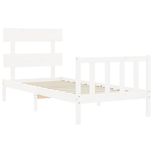 Sengeramme uden madras 100x200 cm massivt fyrretræ hvid