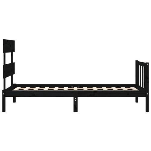 Sengeramme med sengegavl 100x200 cm massivt træ sort