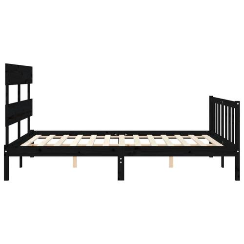 Sengeramme med sengegavl kingsize massivt træ sort