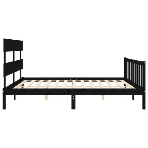 Sengeramme med sengegavl 200x200 cm massivt træ sort