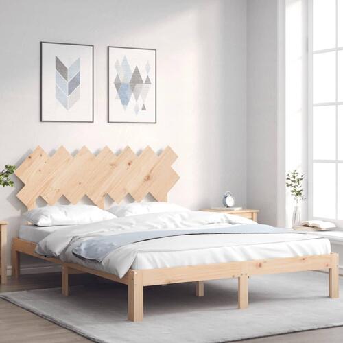 Sengeramme med sengegavl kingsize massivt træ