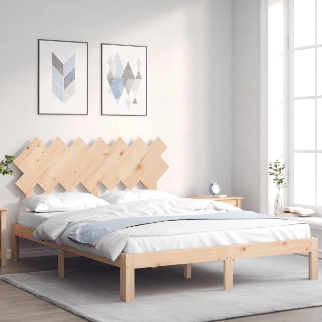 Sengeramme med sengegavl kingsize massivt træ